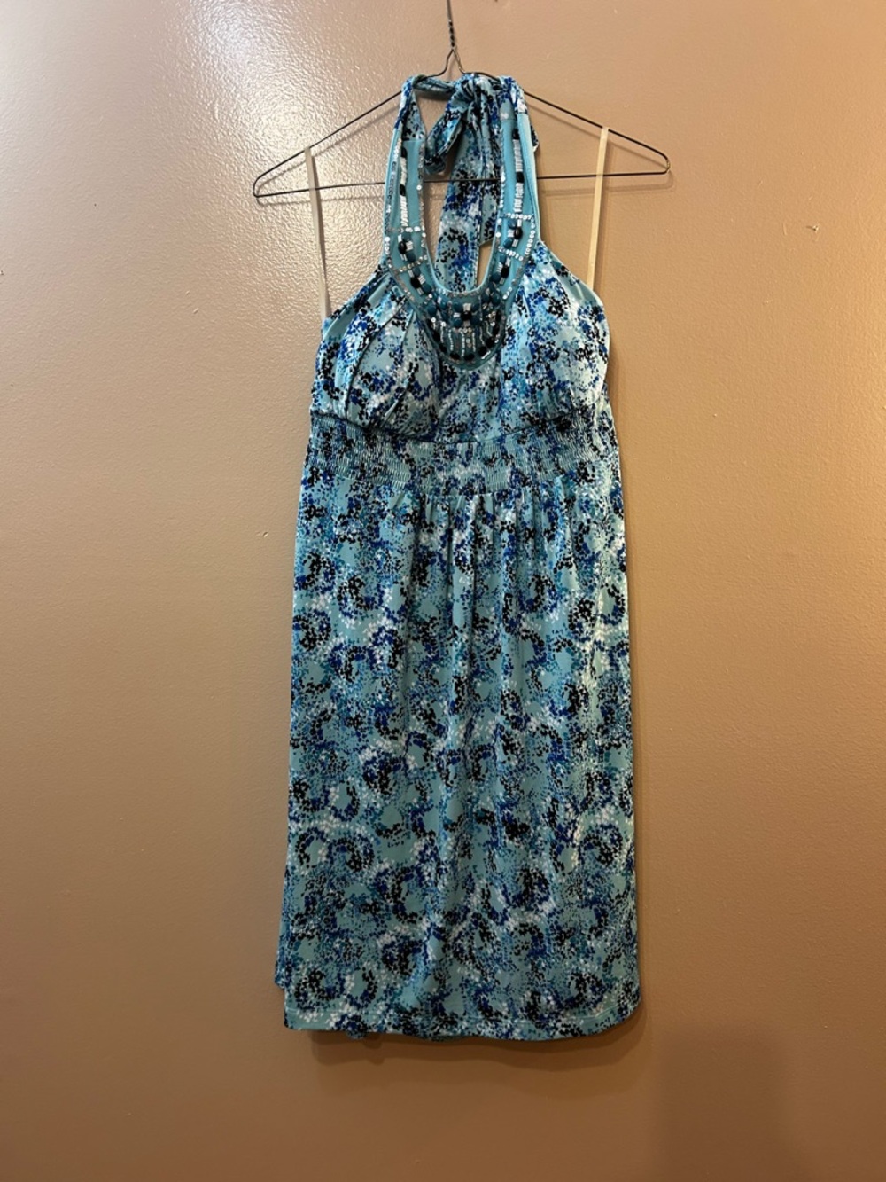 Candie's Teal & Black Halter Backless Maxi Dress